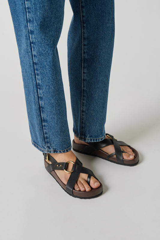 Sandales Mexico - Noir - Cuir - Femme