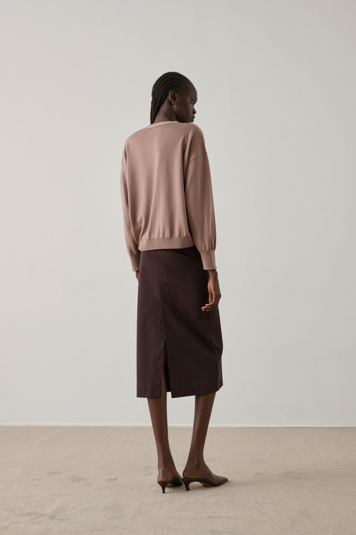 Cardigan Idem - Rose Pâle - Laine mérinos - Femme vue 2