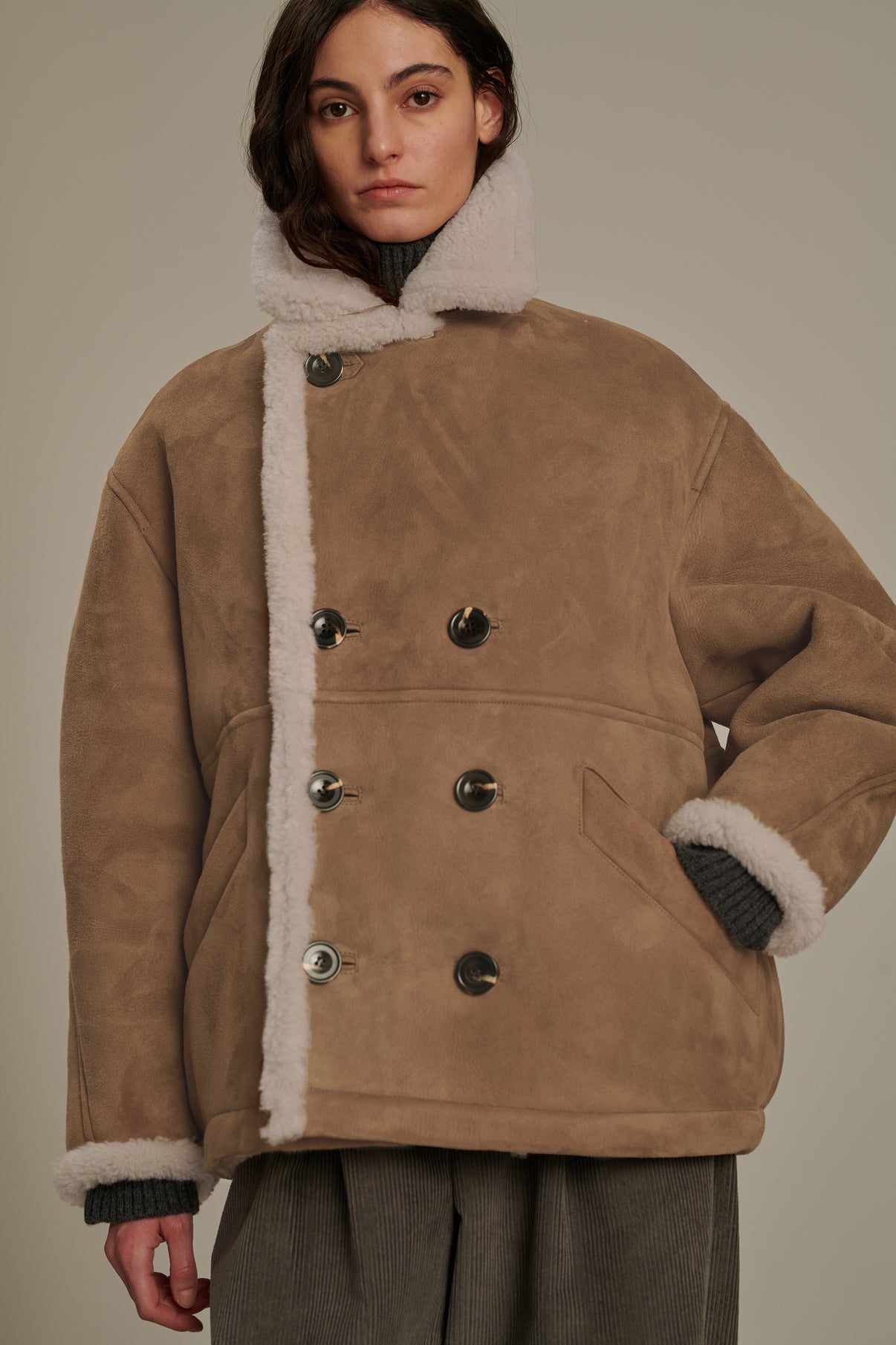 Manteau Bonn - Beige/Crème - Cuir - Femme vue 1